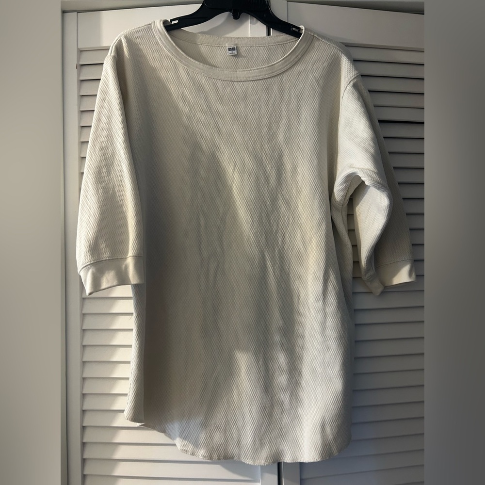 Uniqlo Off-White Textured Knit Top